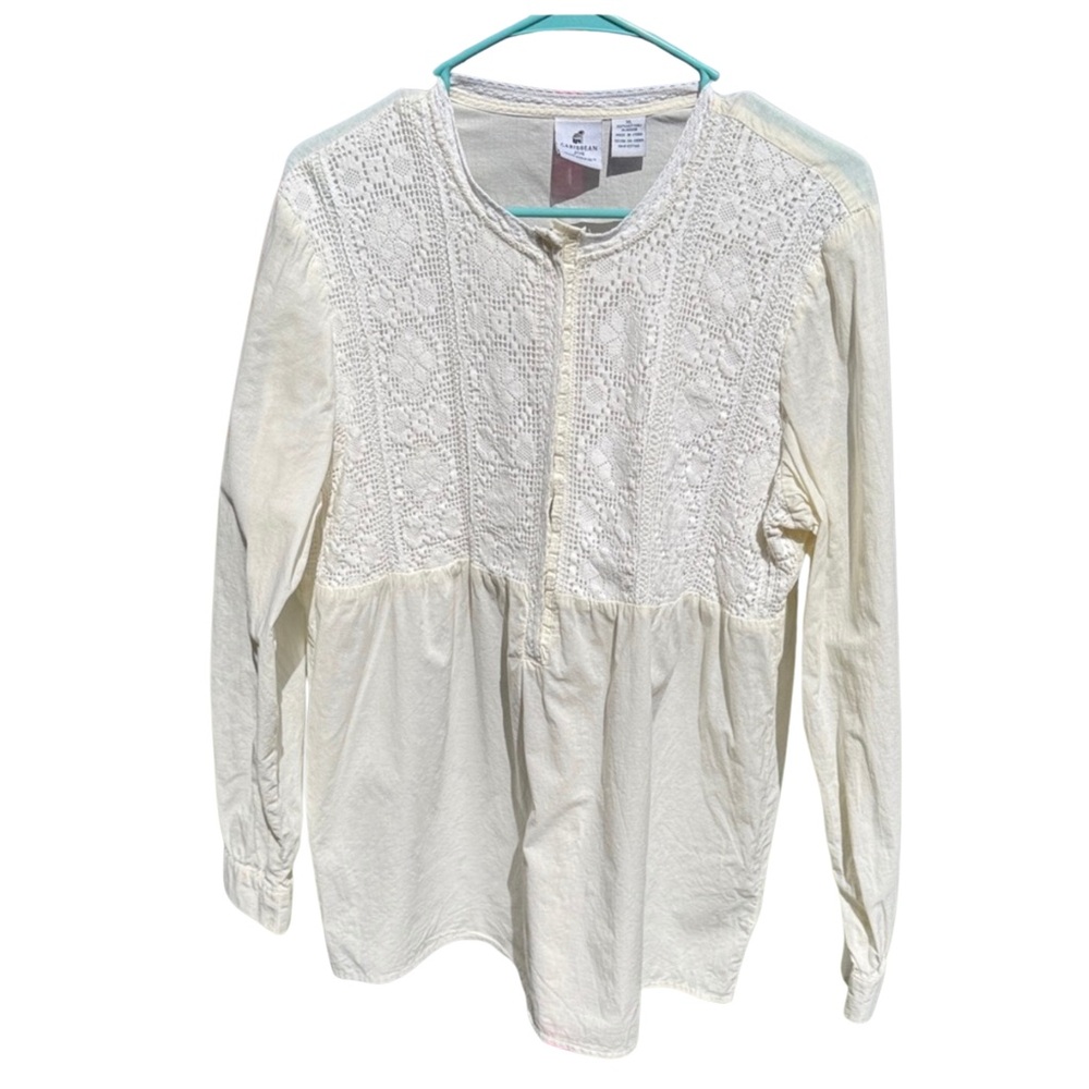 Caribbean Joe‎ Ivory Crochet Lace Peasant Tunic Blouse – Size XL